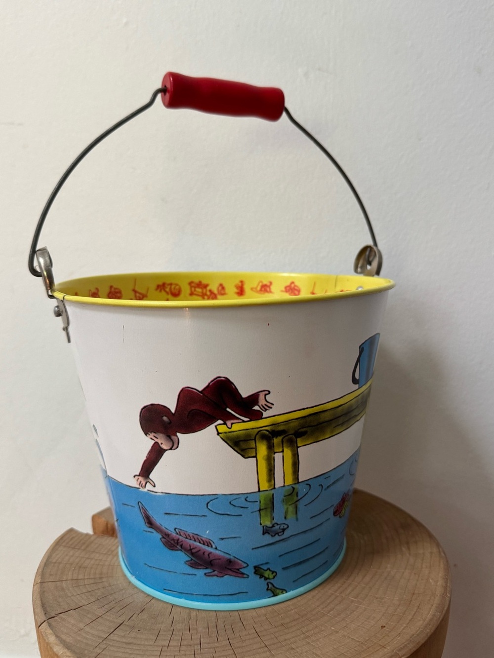 SCHYLLING vintage Curious George Goes Fishing tin pail